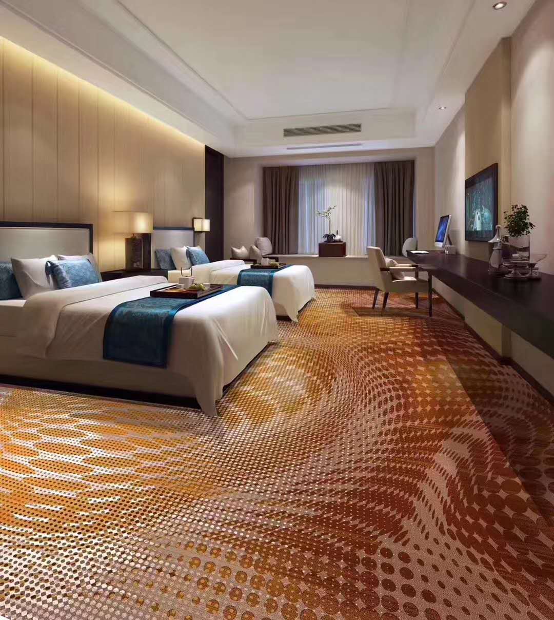 重庆酒店地毯可定做任何花型、颜色，过B1消防，交货期快！